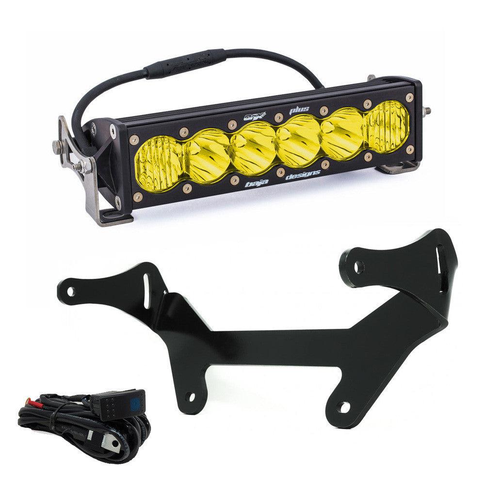 Can-Am OnX6+ LED 10 Inch Shock Mount Light Bar Kit - Can-Am 2017-21 Maverick X3-Lighting Kit-Baja Designs-Amber-Black Market UTV