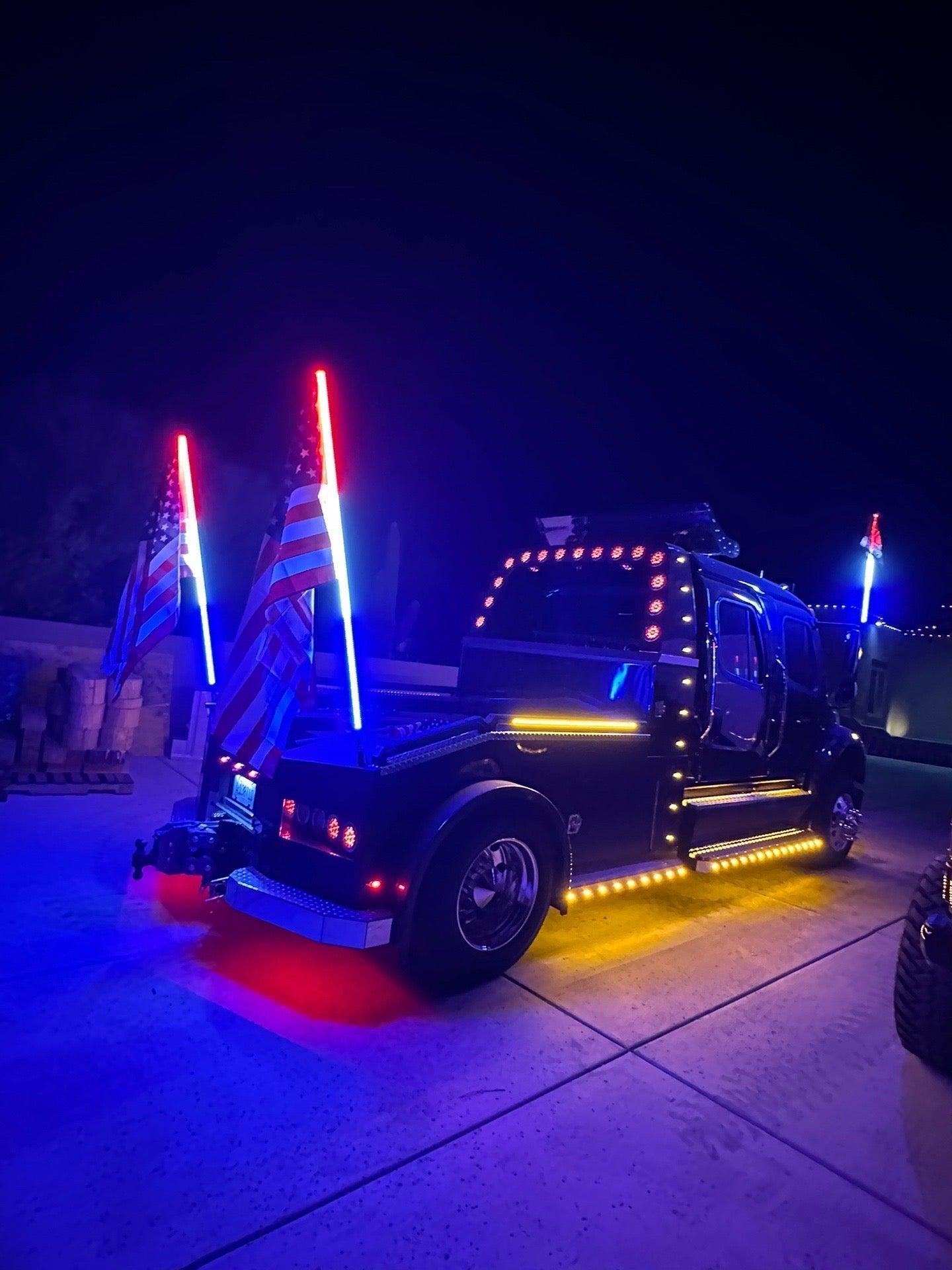 Game Changer LED Whip Set - Red, White & Blue Edition-Marshin Whips-2 FT-PURP-Black Market UTV