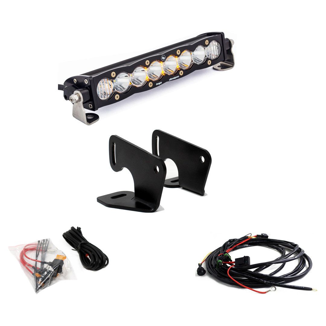 10 Inch S8 Hood Mount Light Bar Kit for Polaris RZR 2020+-Light Bar Mount-Baja Designs-Black Market UTV
