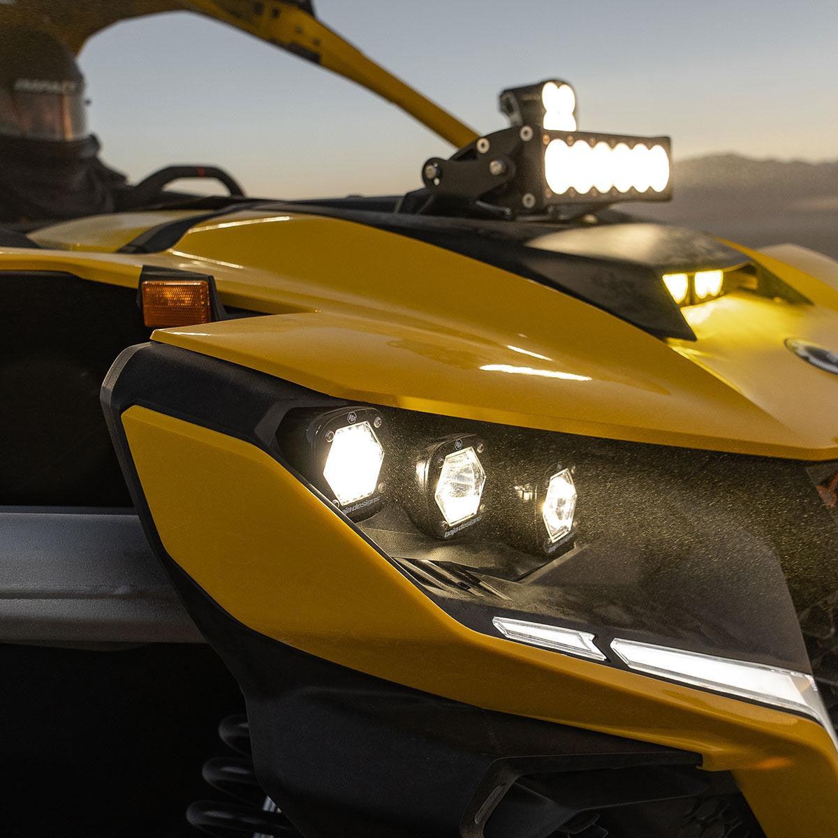 Can-Am Maverick R Triple S1 Headlight Kit-Headlight Kit-Baja Designs-Multi-Pattern-Clear-Black Market UTV