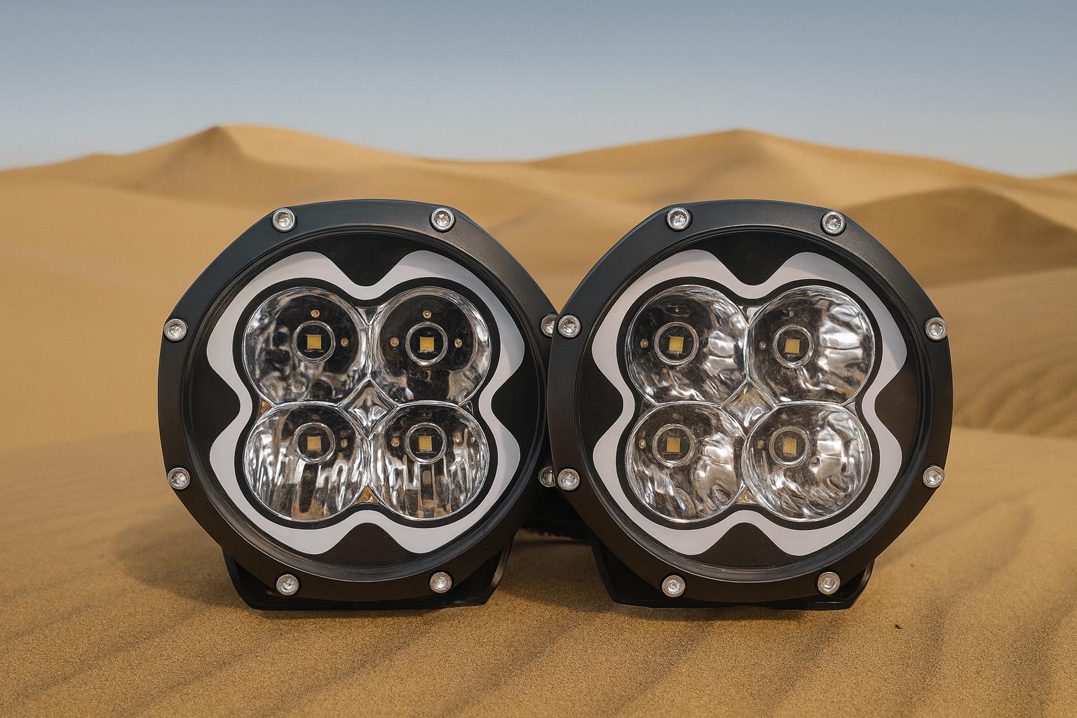 Marshin Whips 6" High-Output LED Pod Lights | 4-Beam Design (Set of 2)-Pod Lights-Marshin Whips-Black Market UTV