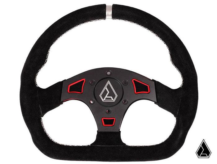 ASSAULT INDUSTRIES SUEDE BALLISTIC &quot;D&quot; STEERING WHEEL (UNIVERSAL)-Steering Wheel-Assault Industries-Red-Black Market UTV