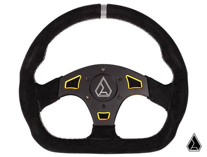 ASSAULT INDUSTRIES SUEDE BALLISTIC &quot;D&quot; STEERING WHEEL (UNIVERSAL)-Steering Wheel-Assault Industries-Yellow-Black Market UTV