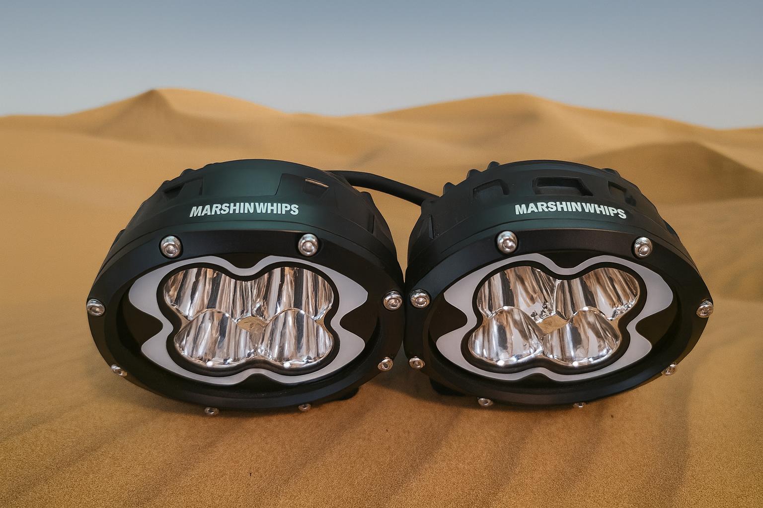 Marshin Whips 6" High-Output LED Pod Lights | 4-Beam Design (Set of 2)-Pod Lights-Marshin Whips-Black Market UTV