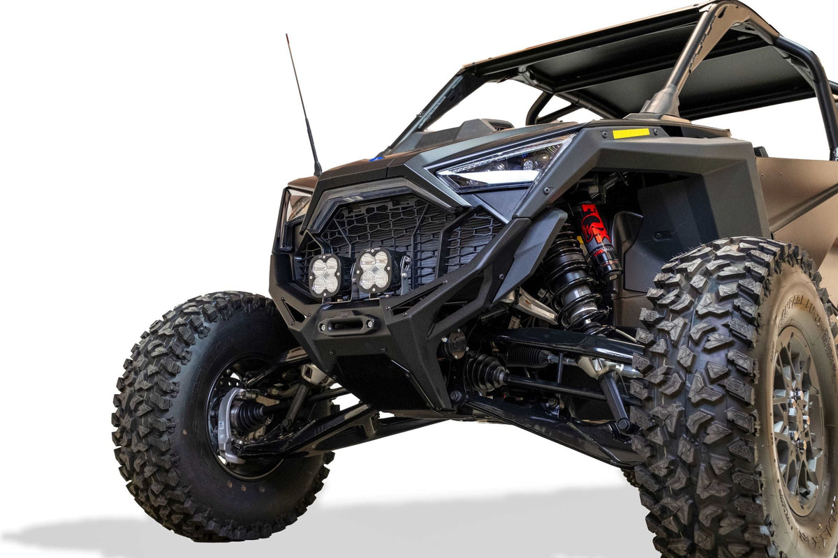 2022-2024 Polaris RZR Pro R, Turbo R Volt Series Front Winch Bumper-WINCH BUMPER-Elektric Offroad Design-Baja Designs 10&quot; OnX6+ Led Bar Driving/Combo Clear [pn #451003](+$442.95)-Elektric Offroad Designs UTV Winch Fairlead and Hook Gun Metal [WFL110004] ($135.00)-No Wiring Harness-Black Market UTV