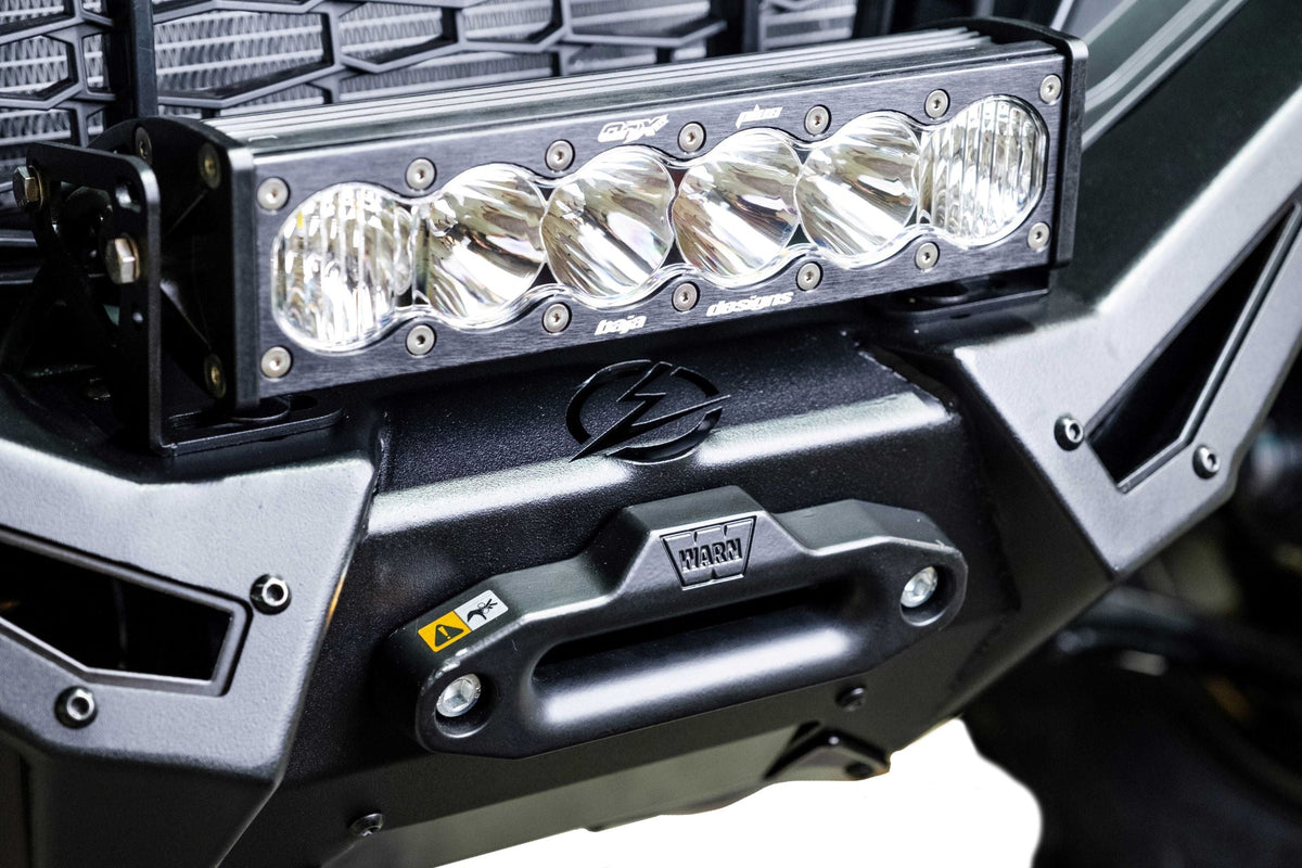 2020-2024 Polaris RZR Pro XP Volt Series Winch Front Bumper-WINCH BUMPER-Elektric Offroad Design-Baja Designs 10&quot; OnX6+ Led Bar Driving/Combo Clear [pn #451003](+$442.95)-Elektric Offroad Designs UTV Winch Fairlead and Hook Gun Metal [WFL110004] ($135.00)-On/Off Wiring Harness - OnX6 (10&quot;-20&quot;) / S8 (10&quot;-30&quot;) / XL Sport/XL Pro - Universal [pn#640115] (+$30.95)-Black Market UTV