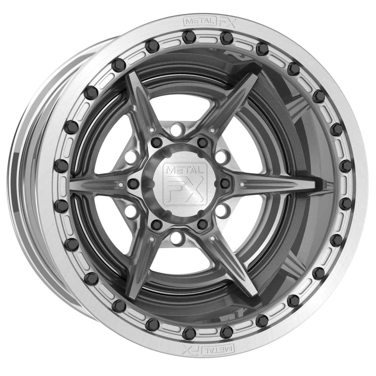 Bullet 6R | Forged 3-Piece | Beadlock-Wheels-Metal FX Offroad-15x8 | -13mm/3.5+4.5 | 6x139.7-RAW-Black Market UTV