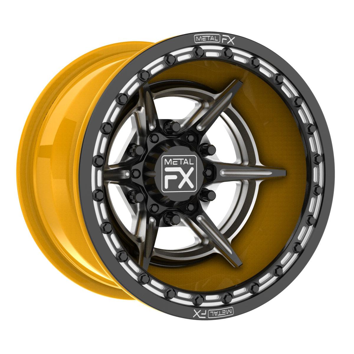 Bullet 6R | Forged 3-Piece | Beadlock-Wheels-Metal FX Offroad-15x8 | -13mm/3.5+4.5 | 6x139.7-RAW-Black Market UTV