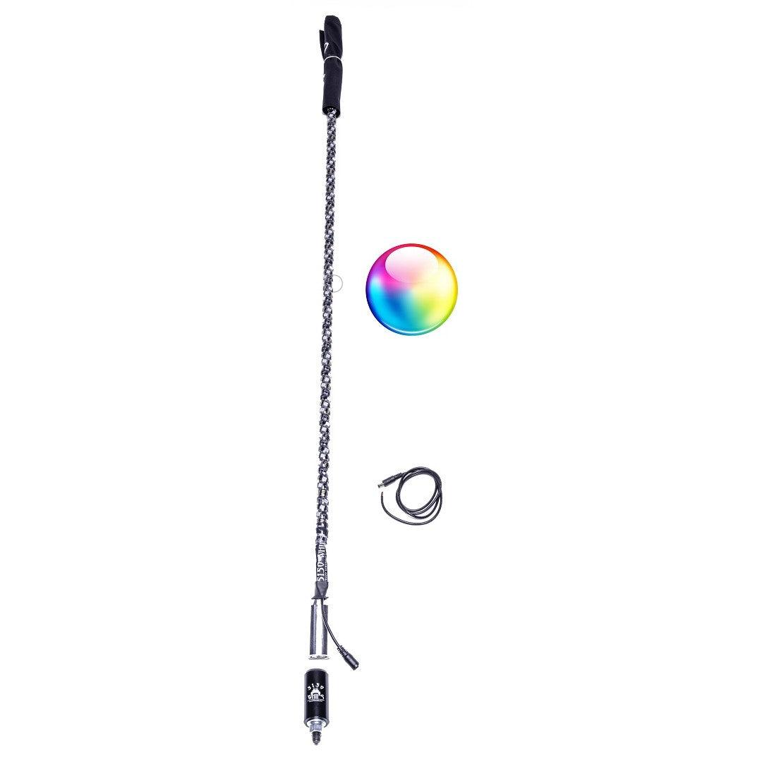 LED Whip w/ Bluetooth-LED Light-5150 Whips-2ft-Black Market UTV