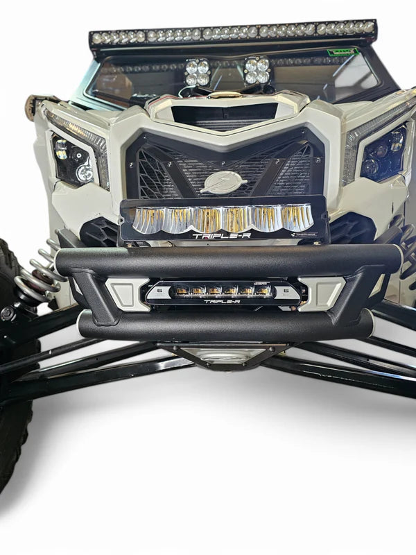 2017 + Can-Am X3 Maverick Amp Front Bumper-Bumper-Elektric Offroad Design-Baja Designs 10" OnX6+ Led Bar Driving/Combo Amber [pn #45013] (+$442.95)-OnX6/Hybrid/Laser/S8 w/Mode Switch (1 Bar) Wiring Harness [pn# 640122] (+$77.95)-Black Market UTV