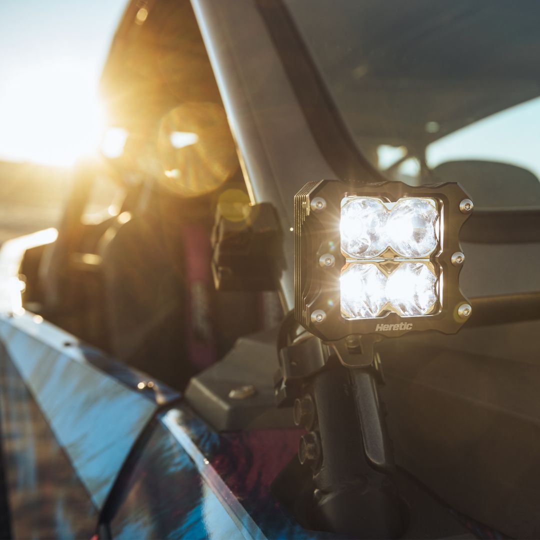 QUATTRO LED POD LIGHT-Lighting Pods-Heretic Studio-Combo-Wiring Harness: 30&quot; and Below for Single Light Bar (up to 180W) + $49.99-Black Market UTV