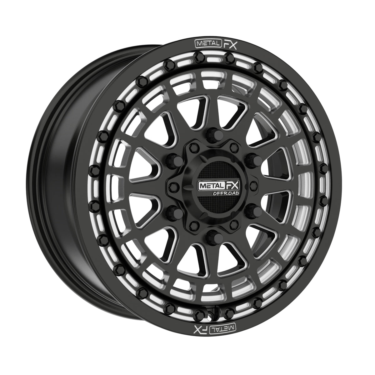 Outlaw 6R Beadlock | Satin Black Contrast Cut-Wheels-Metal FX Offroad-15x7 | +61mm/6+1 | 6x5.5 | 78550 (Maverick R)-Black Market UTV