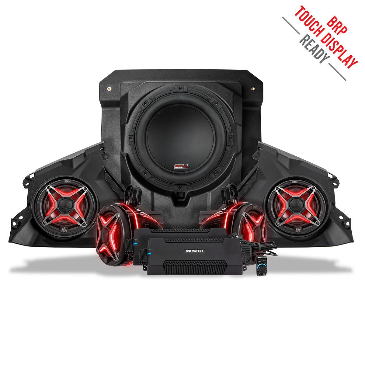2024 Can-Am® Maverick R, Phase-4 V-Spec 1650watt 5-Speaker System-audio-SSV Works-Black Market UTV