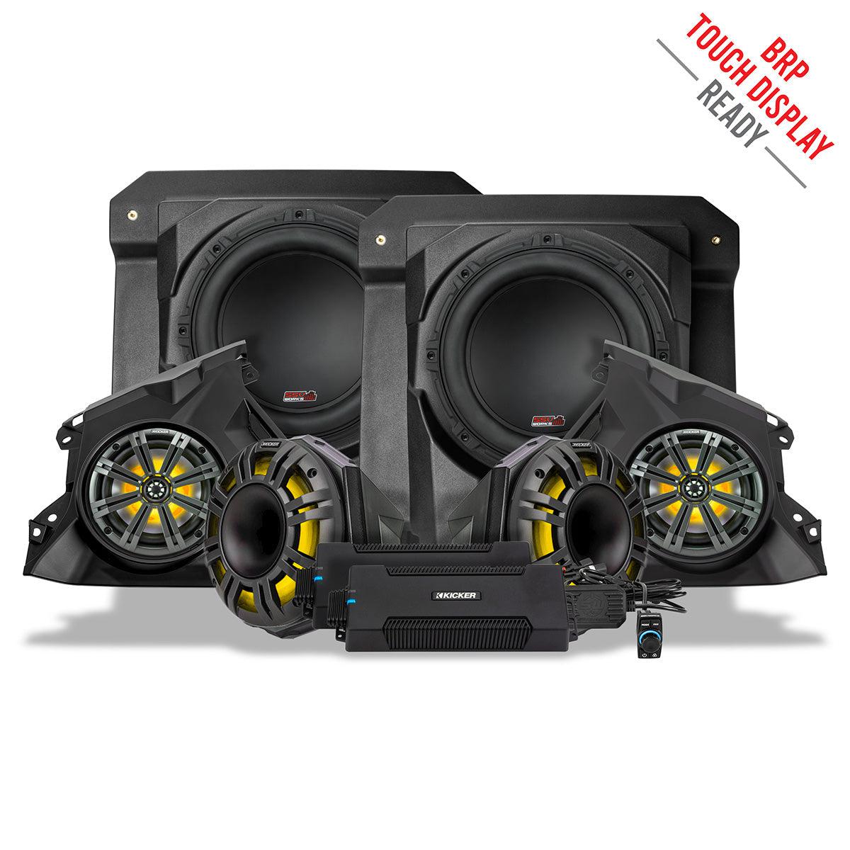2024 Can-Am® Maverick R, Phase-6 K-Spec 1650watt 6-Speaker System with 8" Horns-Audio-SSV Works-Black Market UTV