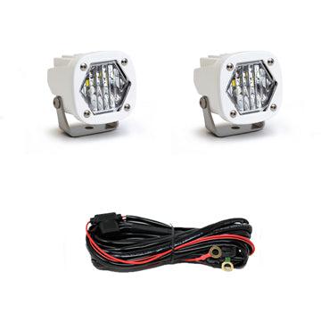 S1 White LED Auxiliary Light Pod Pair - Universal-Lighting Pods-Baja Designs-Clear-Wide Cornering-Black Market UTV