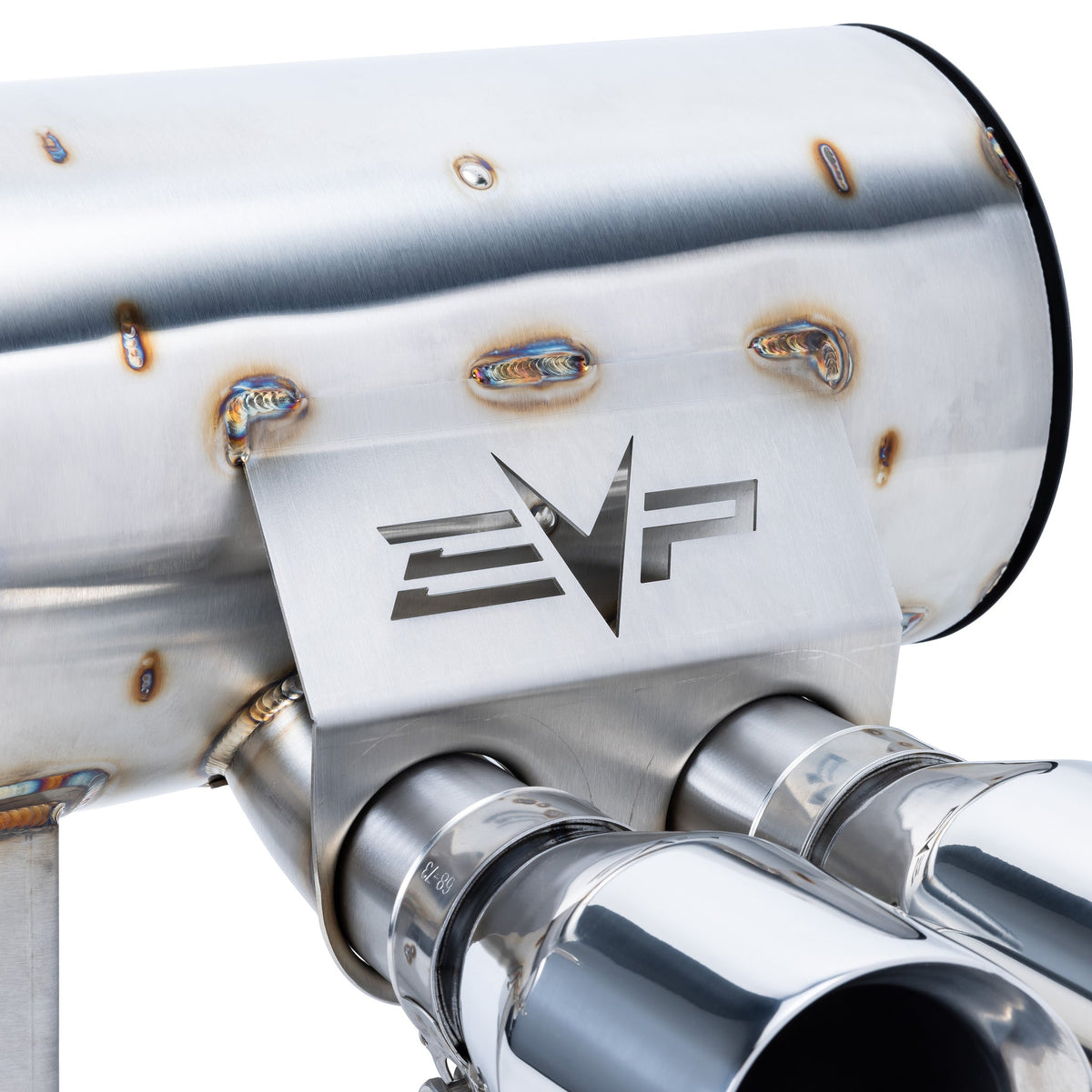 EVP RACING DYNAMIC TWIN EXIT MUFFLER FOR 2024 CAN-AM MAVERICK R-Muffler-EVP-Blue Flame Dual Wall Polished Stainless-Black Market UTV
