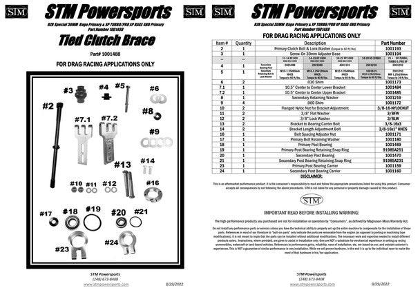 Can Am X3 - STM Drag Racing Tied Clutch Bracket Style Support Brace-Clutch Brace-STM-Black Market UTV