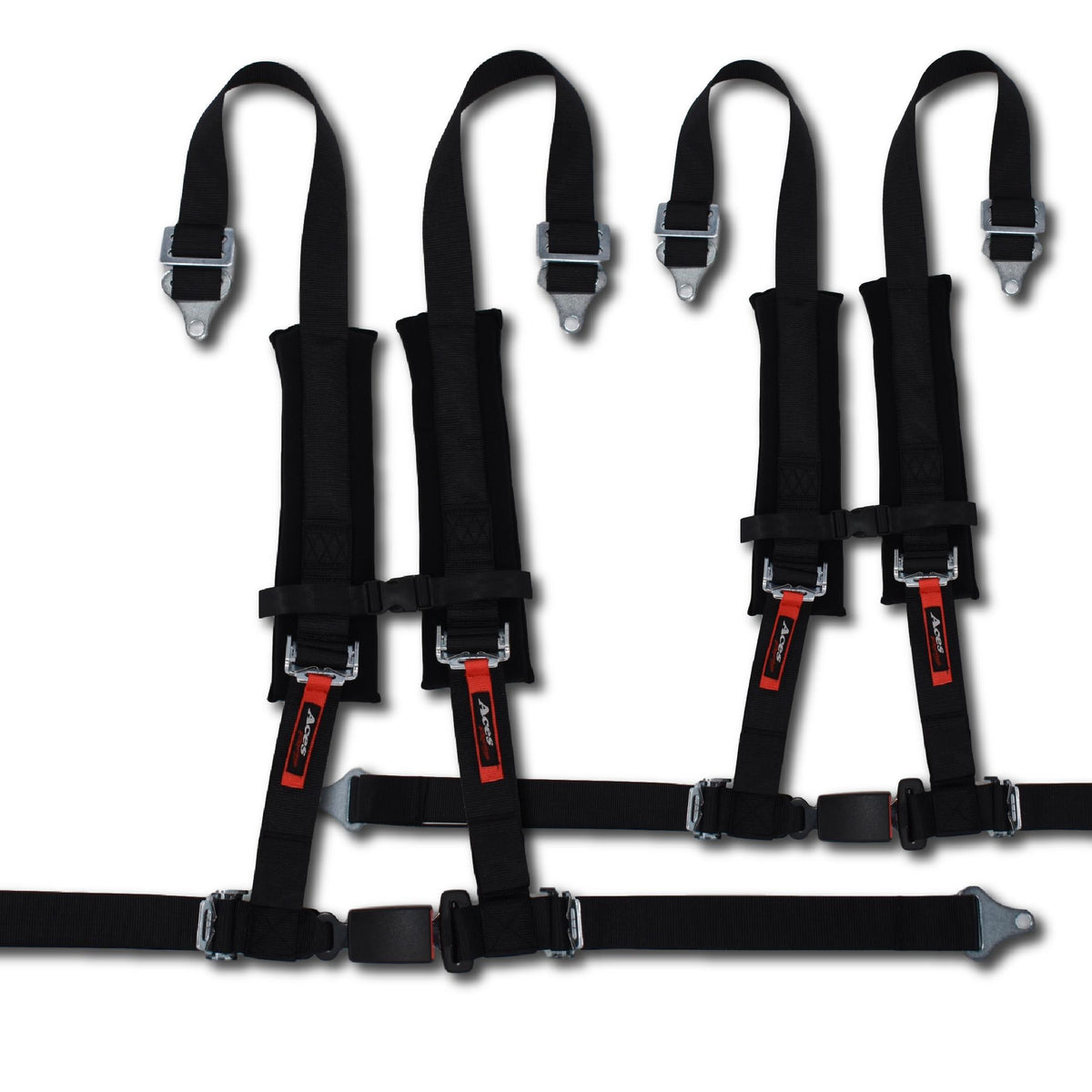 (Pair) 4 Point Harness - Ez-Buckle-Harnesses-Aces Racing-Black-Black Market UTV