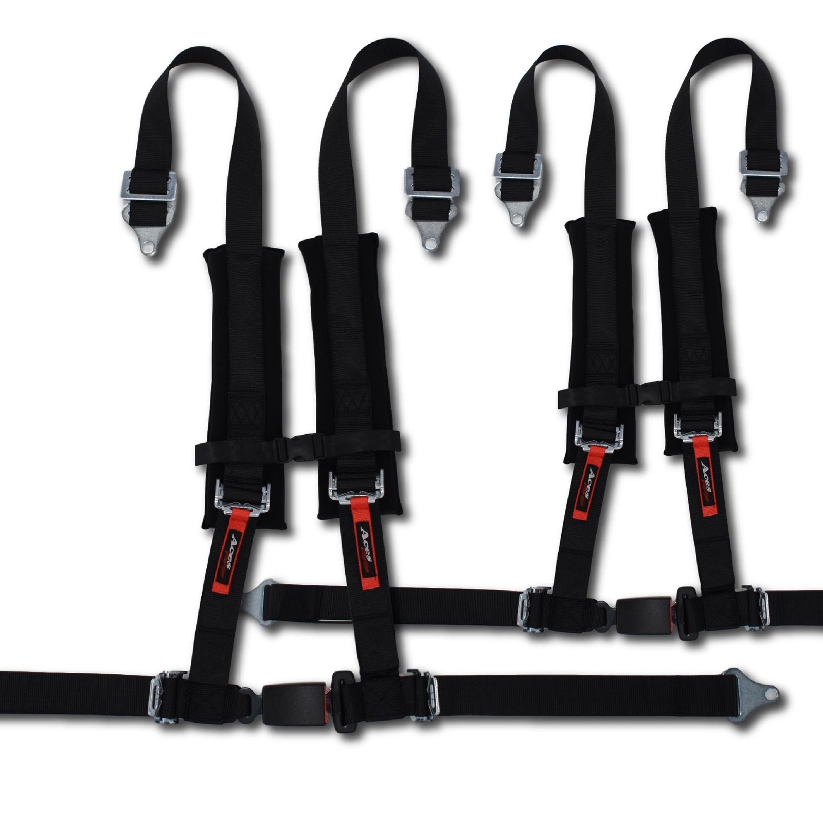 (Pair) 4 Point Harness - Ez-Buckle-Harnesses-Aces Racing-Black-Black Market UTV