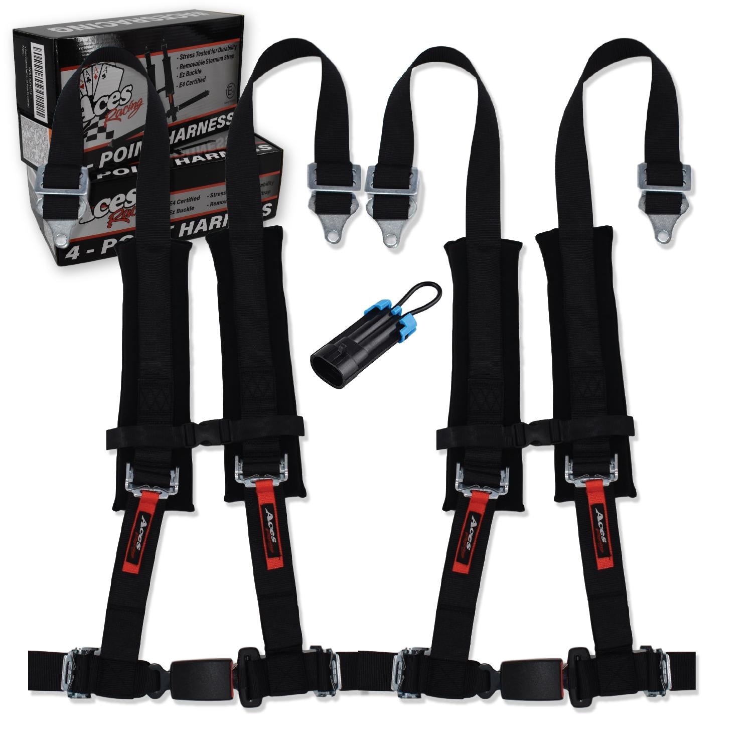 4 Point Harness Pair with Bypass-Harnesses-Aces Racing-Red-Black Market UTV