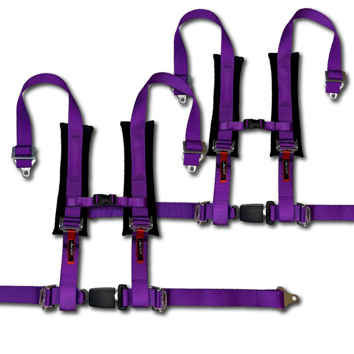 (Pair) 4 Point Harness - Ez-Buckle-Harnesses-Aces Racing-Black-Black Market UTV