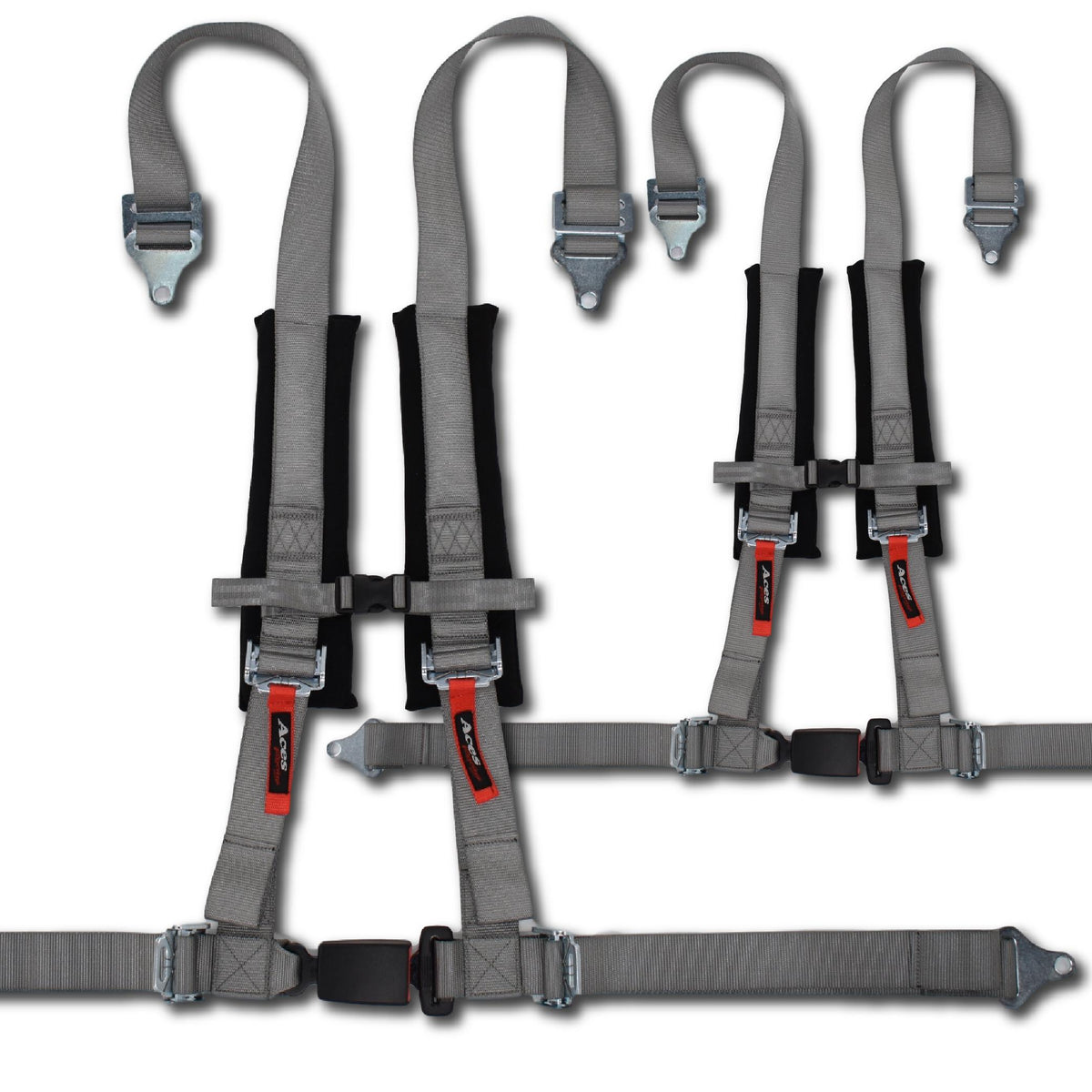 4 Point Harness Pair with Bypass-Harnesses-Aces Racing-Red-Black Market UTV