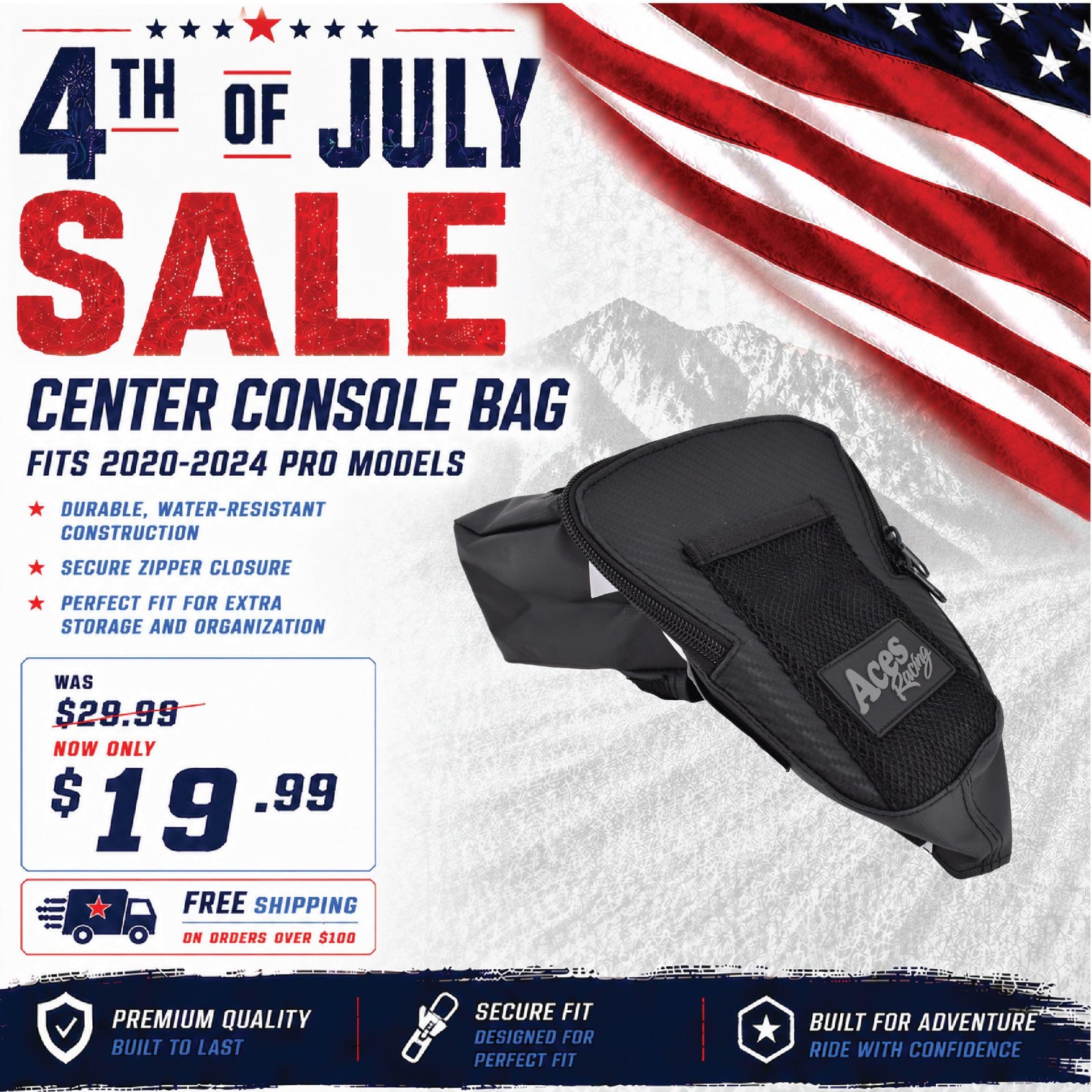 XP Pro Center Console Bag-Storage-Aces Racing-Black Market UTV