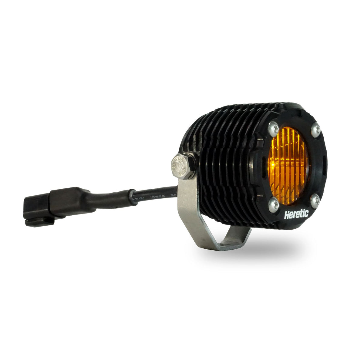 BA-1R Amber LED Pod Light-Lighting Pods-Heretic Studio-Spot-Wiring Harness: 30&quot; and Below for Single Light Bar (up to 180W) + $49.99-Black Market UTV