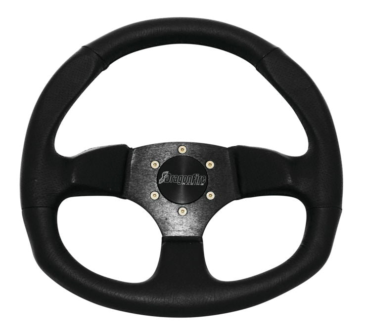 D SHAPED STEERING WHEEL IRON SERIES (SUEDE)-Steering Wheel-Dragonfire Racing-Black Market UTV