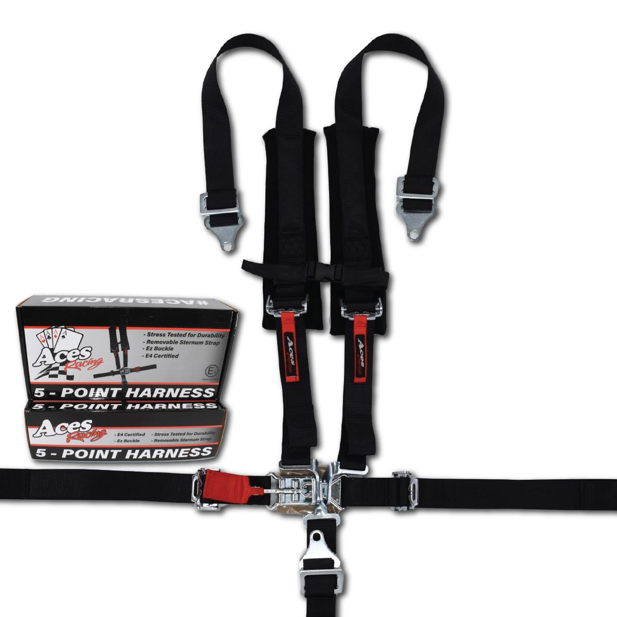 (Pair) 5 Point Harness - 2 Inch Webbing-Harnesses-Aces Racing-Silver-Black Market UTV