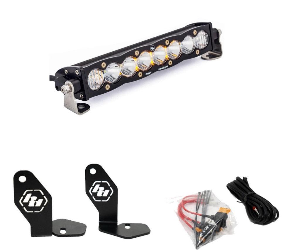 Polaris RZR Pro R S8 10" Hood Mount Kit - Polaris RZR Pro R 2022-2023-Lighting Mounts-Baja Designs-Driving/Combo-Clear-10 Inch-Black Market UTV