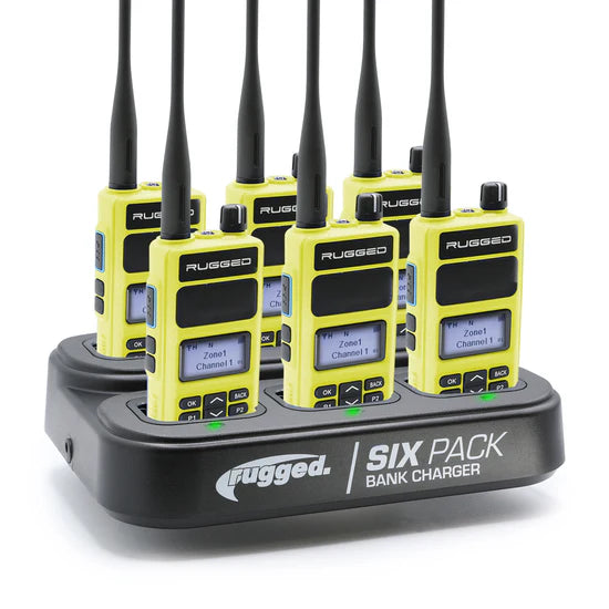 Handheld Radio and 6-Pack Bank Charger Bundle