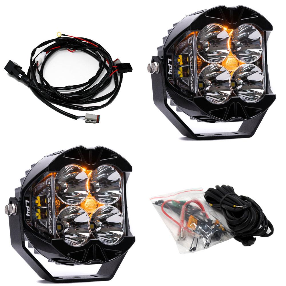 LP4 Pro LED Auxiliary Light Pod Pair - Universal-Lighting Pods-Baja Designs-Spot-Clear-Amber-Black Market UTV