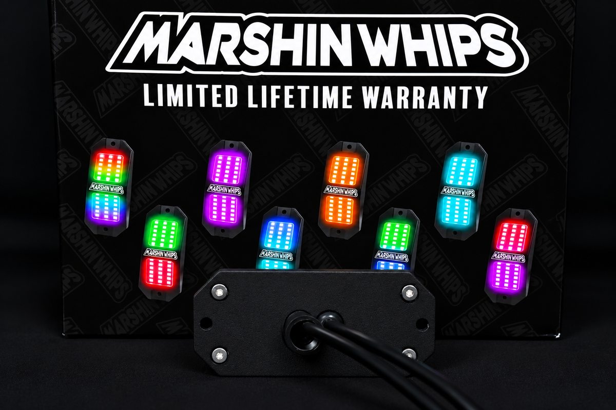Marshin Whips Rosewell X-2 Billet Rocklights x8 (Kit)-Rock Lights-Marshin Whips-Black Market UTV