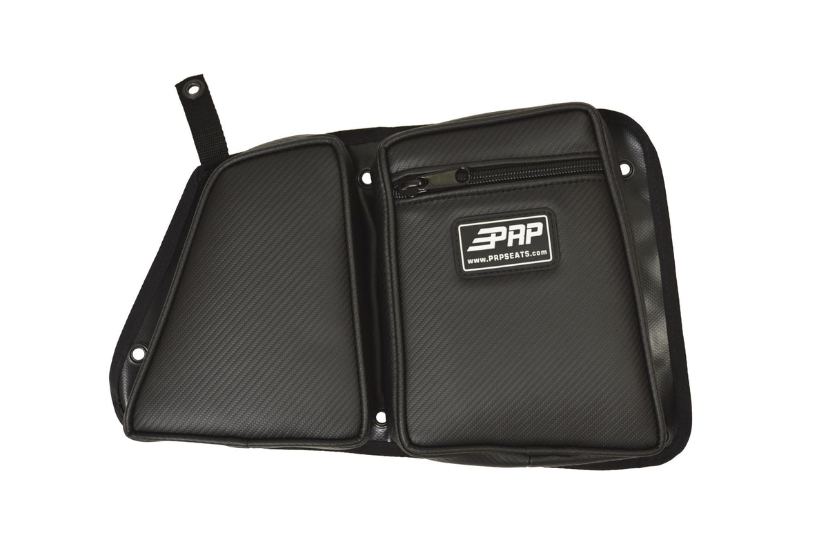 Rear Door Bag with Knee Pad for Polaris RZR-Door Bags-PRP Seats-210-Carbon Fiber Black Vinyl-Passenger-Black Market UTV