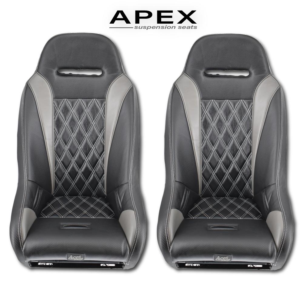 (Grey) Apex Suspension Seats-Seats-Aces Racing-Polaris RZR 2014-2023 1000/Turbo-Black Market UTV