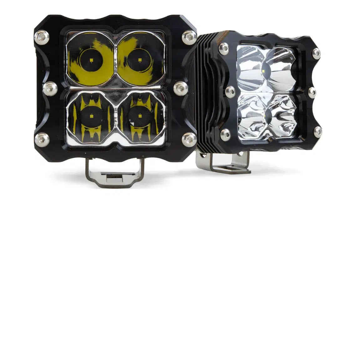 QUATTRO LED POD LIGHT - 2 PACK-Lighting Pods-Heretic Studio-Combo-Wiring Harness: Dual Light/ Low Power - No Relay (up to 55W) + $49.99-Black Market UTV