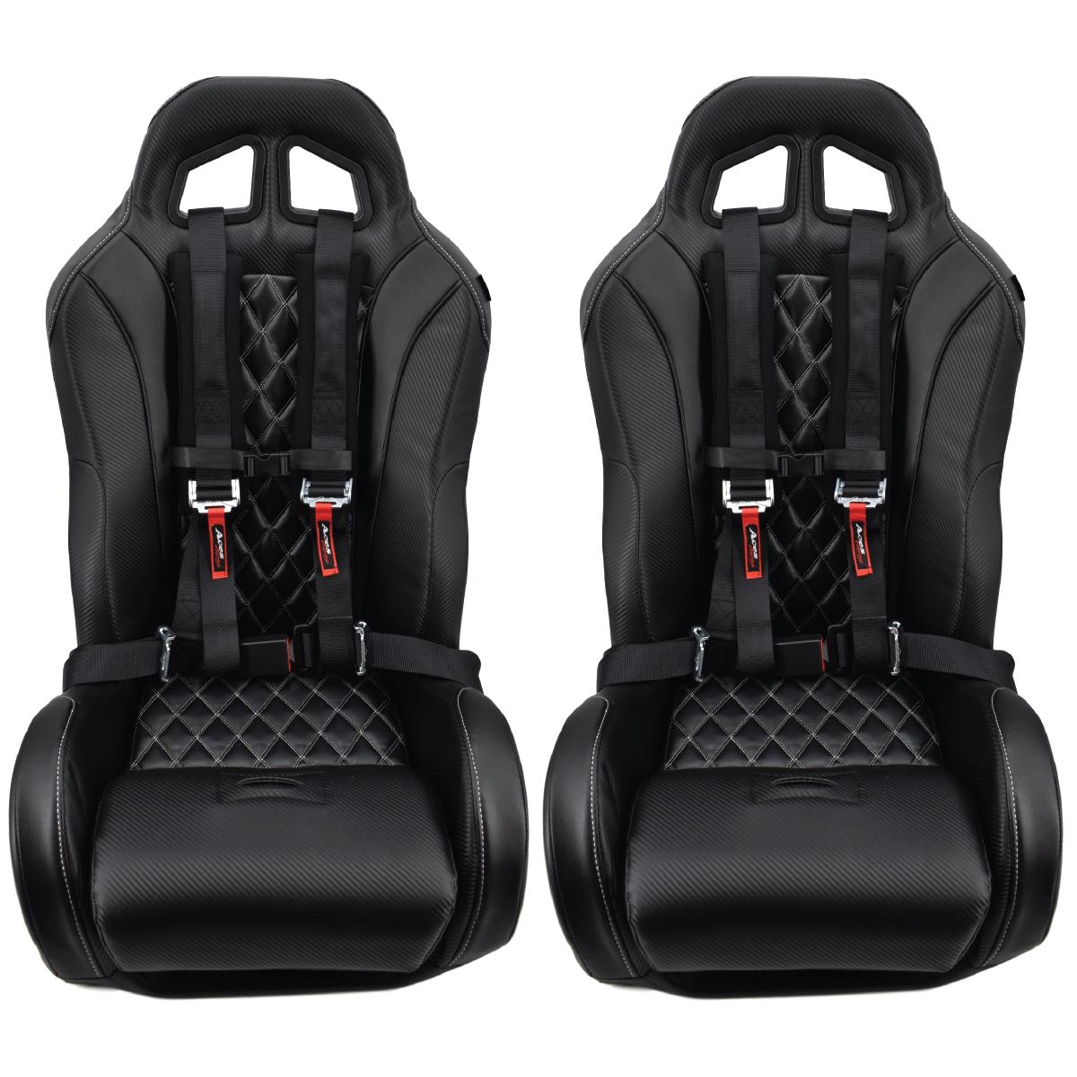 (Black) Carbon Edition Daytona Seats (With Harnesses)-Seats-Aces Racing-Polaris RZR 2014-2023 1000/Turbo-No-Black Market UTV