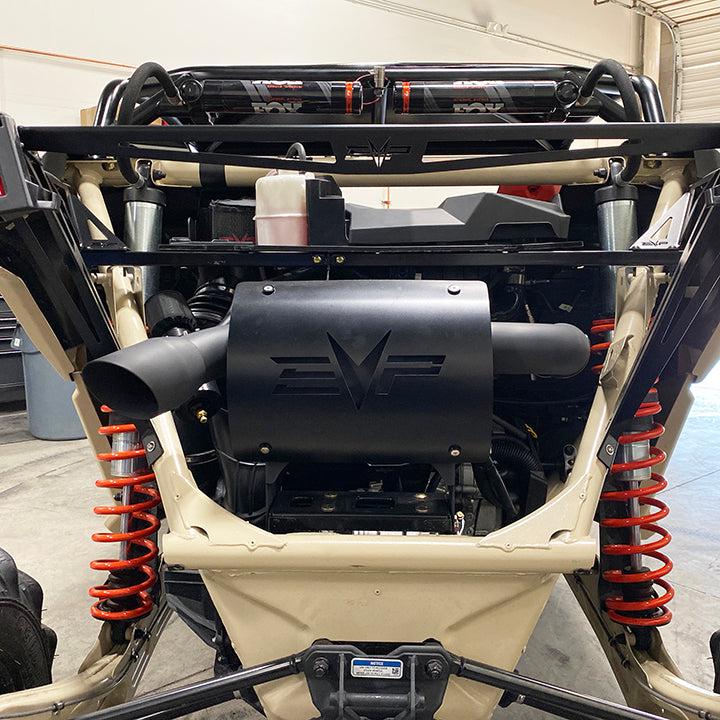 Can Am Maverick X3 Magnus 3&quot; Turbo Full Back Exhaust System-Exhaust-EVP-Magnus (Brushed stainless)-BLACK HEAT SHIELD - DELETE REAR VALENCE-Black Market UTV