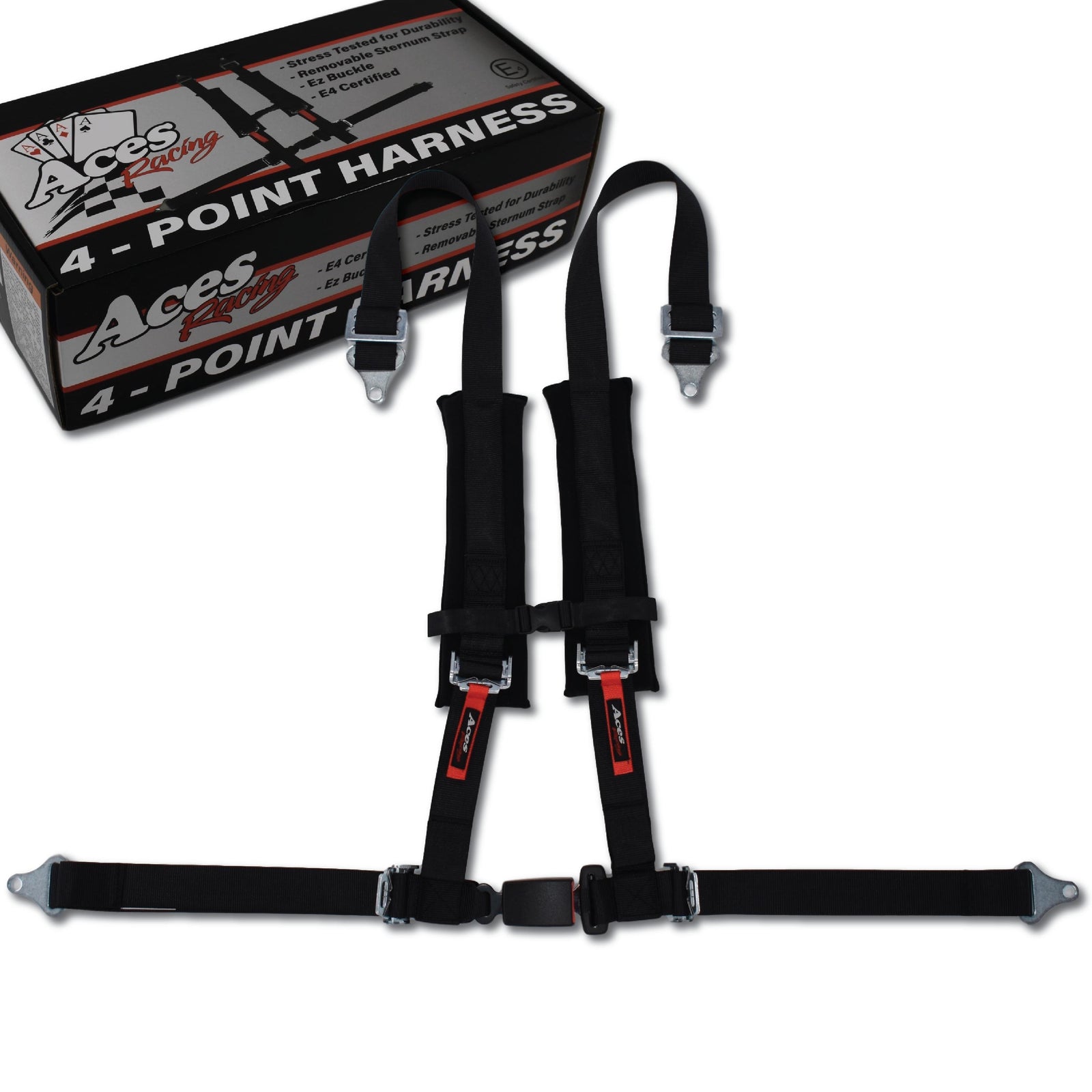 4 Point Harness With Ez-Buckle-Harness-Aces Racing-Black-Black Market UTV