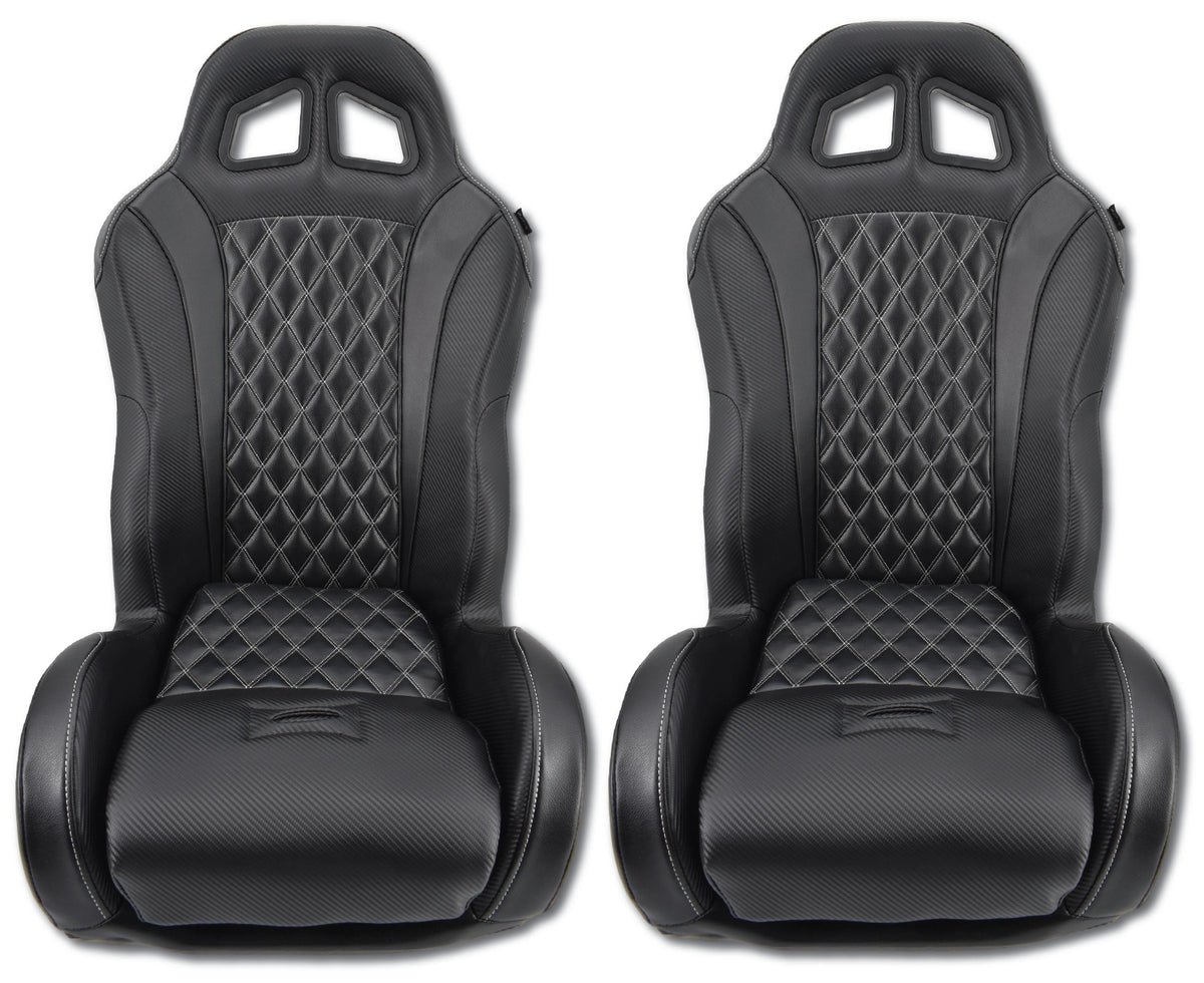 (Heated) Carbon Edition Daytona Seats (Multiple Colors)-Seats-Aces Racing-Black-Black Market UTV