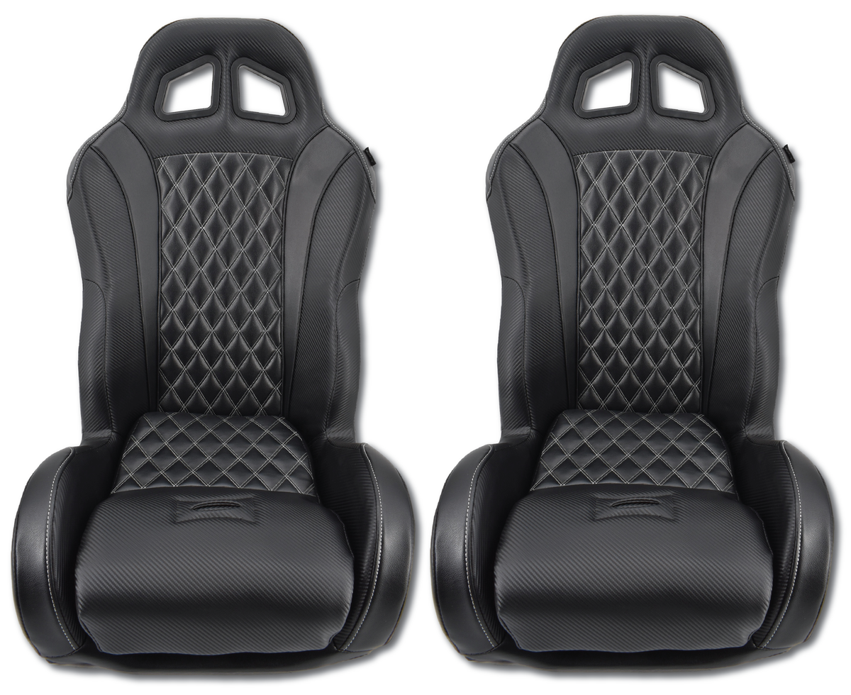 (Heated) Carbon Edition Daytona Seats (Multiple Colors)-Seats-Aces Racing-Black-Black Market UTV