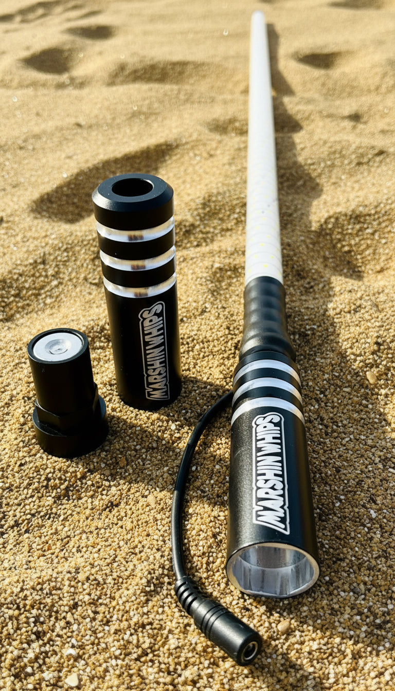 Game Changer LED Whip - Red, White & Blue Single Edition-Marshin Whips-2 FT-BLACK-Black Market UTV