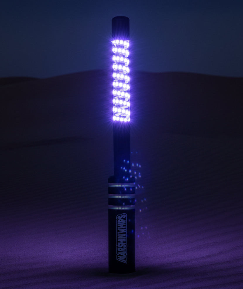 V2 Black Out LED Whip Set: The Ultimate Stealth-Marshin Whips-1 FT-Black Light-Black Market UTV