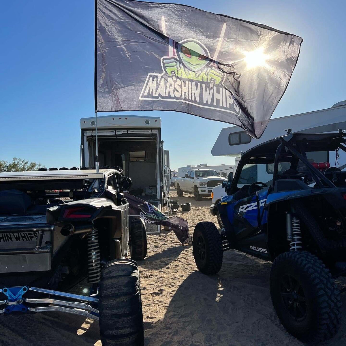 Single Day Large Whip Flag-Marshin Whips-1 FT-No I USE MAG WHIP BASE-Black Market UTV