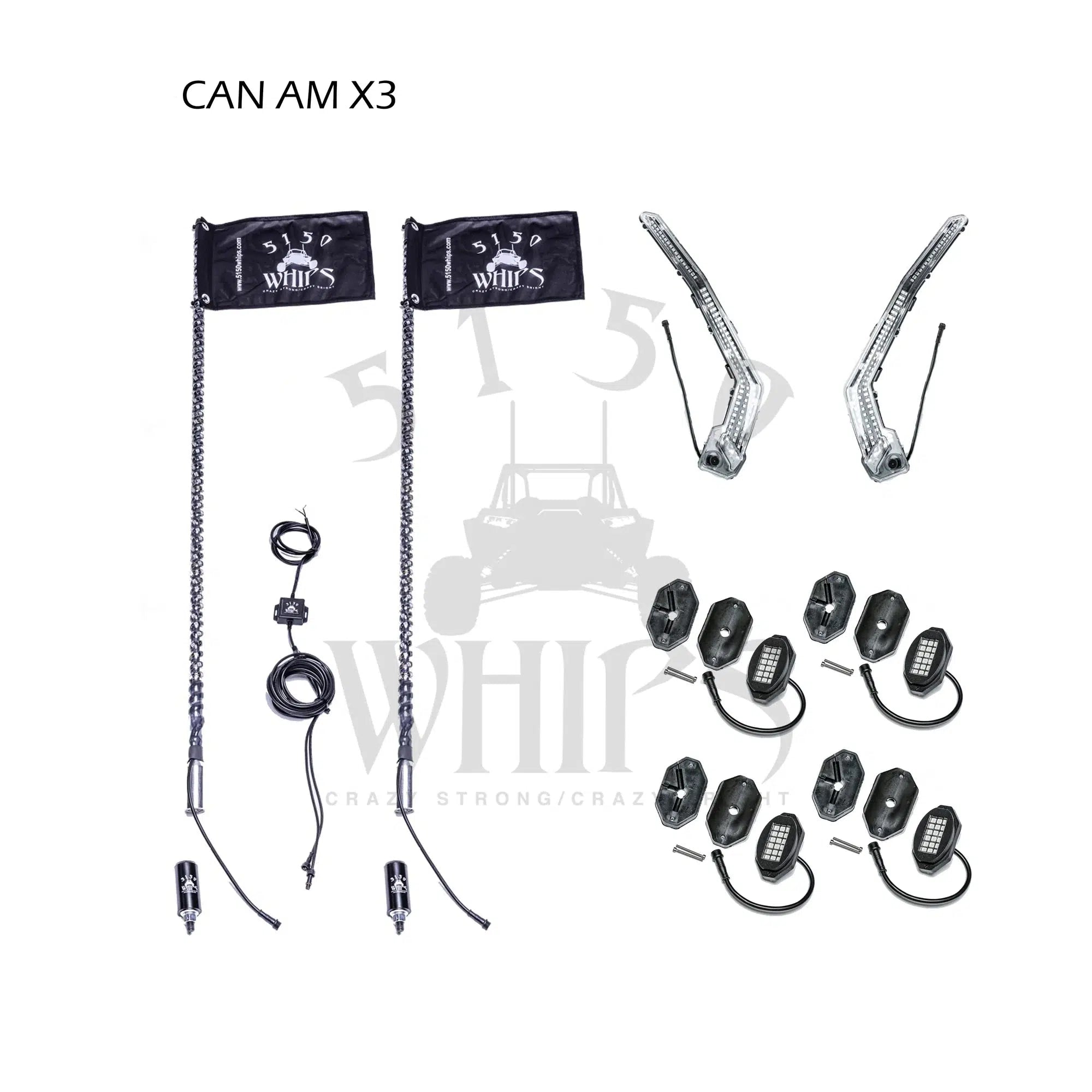 CAN AM X3 LIGHTING KIT-Whip Flags-5150 Whips-Black Market UTV