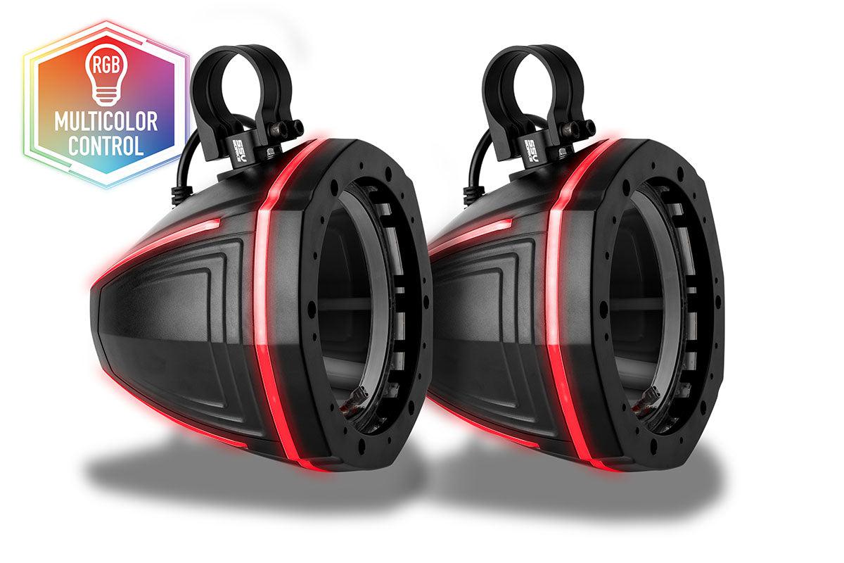 Universal 6.5in Cage-Mounted RGB Speaker-Pods-Audio-SSV Works-Do not include RGB Controller-1.5&quot;-Black Market UTV