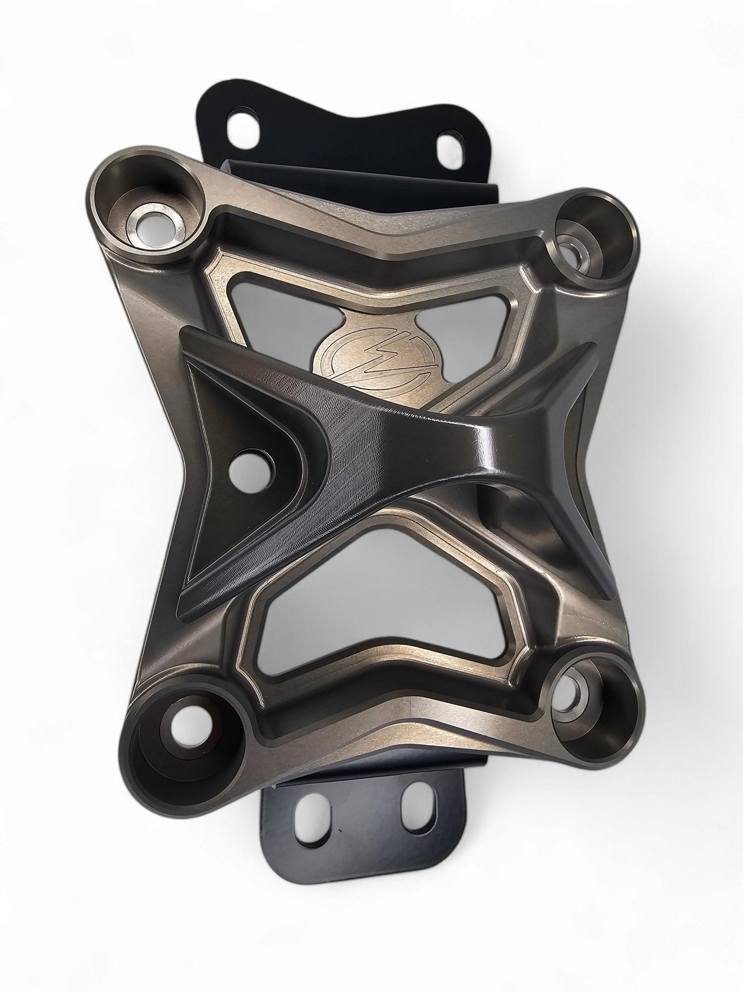 2022 to Current Can Am X3 10 Bolt Radius Rod Plate with Pull Hook (Gun Metal)-Radius Rod Plate-Elektric Offroad Design-Black Market UTV