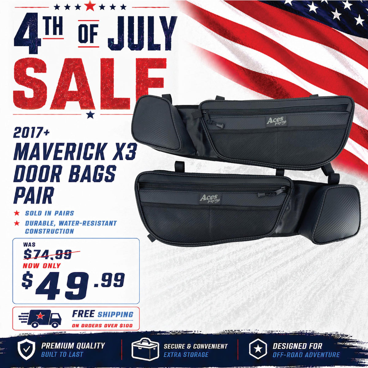 Canam X3 Door Bags (Pair)-Storage-Aces Racing-Black Market UTV