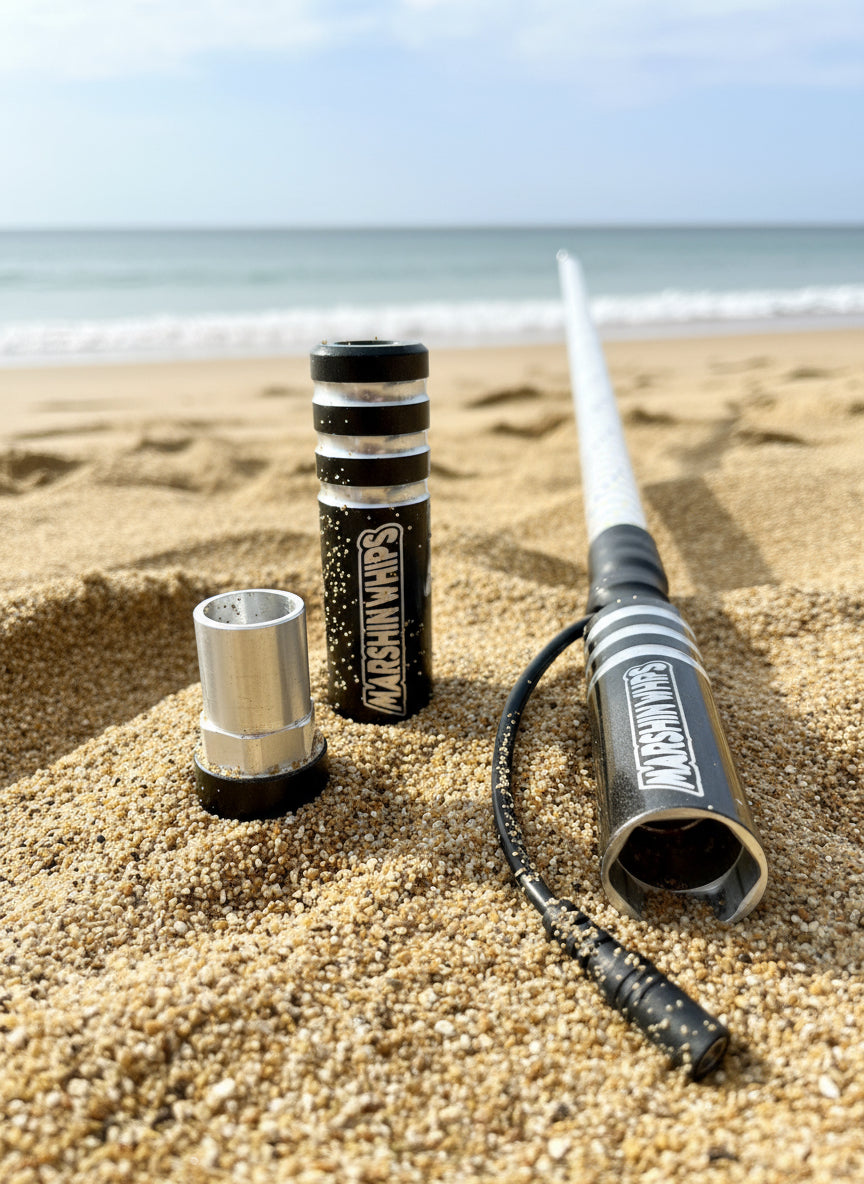 Game Changer LED Whip - Crystal Grey Single-Marshin Whips-2 FT-RED-Black Market UTV